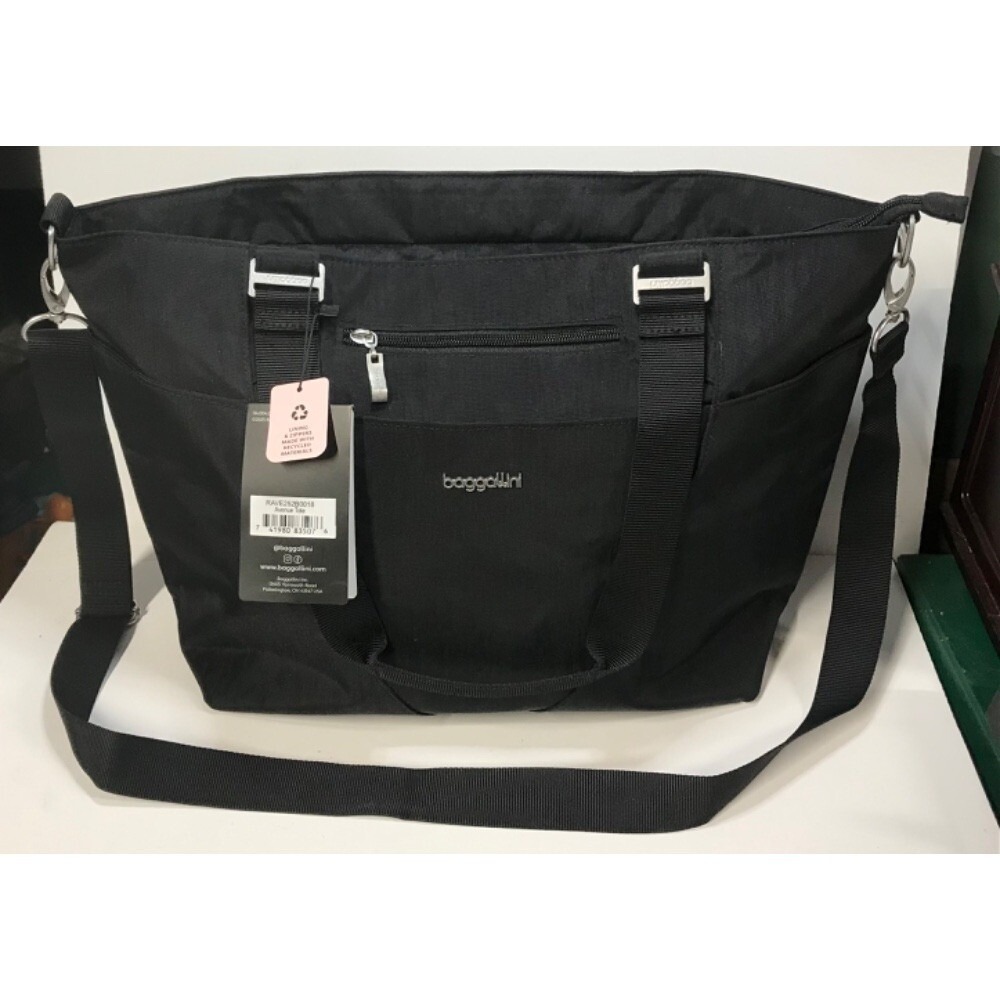Baggallini Black Avenue Tote Lightweight‎ Travel Bag with Adjustable Strap NWT